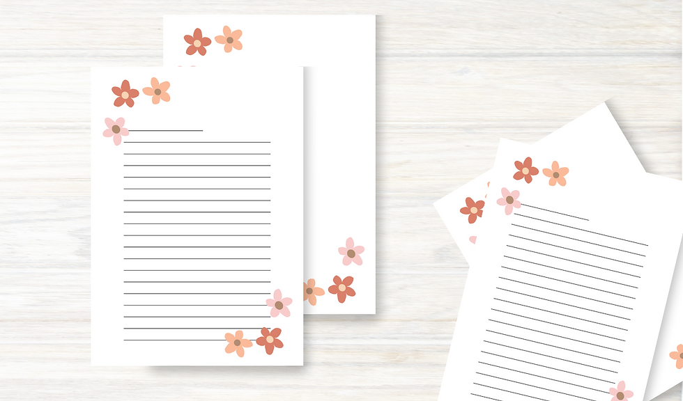 Thumbnail: Cute flowers Printable writing paper with and without lines, Diary paper