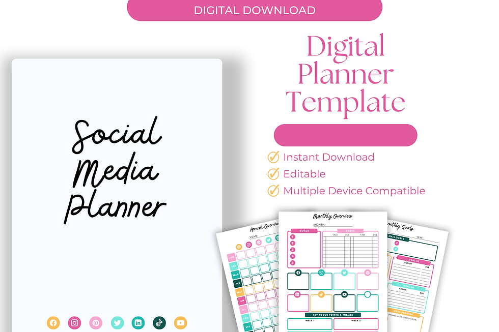 Thumbnail: 280+ Page Mega Social Media Planner Bundle, 8 Templates, Instant Download