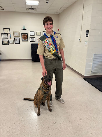 Jackson's Eagle Scout project involved helping with K9 training. Photo by Greg Hayken.