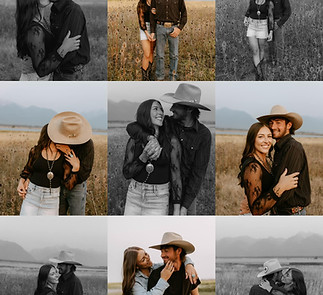 Collage of a couple in cowboy hats in a rural field