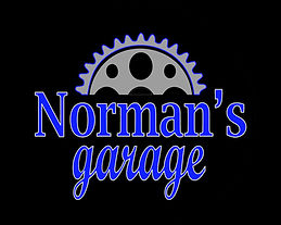 Norman's garage logo with a gear icon and blue text. Normans Garage
