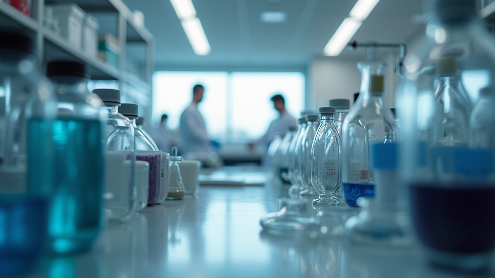 Eye-level view of a research laboratory with equipment and materials