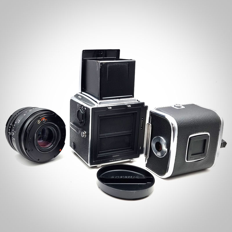 Thumbnail: 503CXI with 80mm f2.8 CT* Planar later lens & A12 back. Exc+