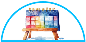 Calendar on an easel icon for class schedule