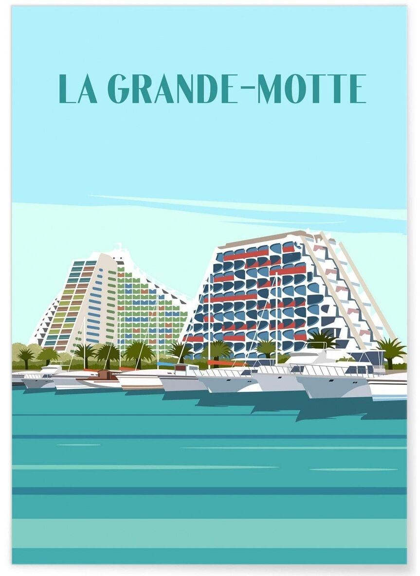 Affiche illustration de la ville de La Grande-Motte