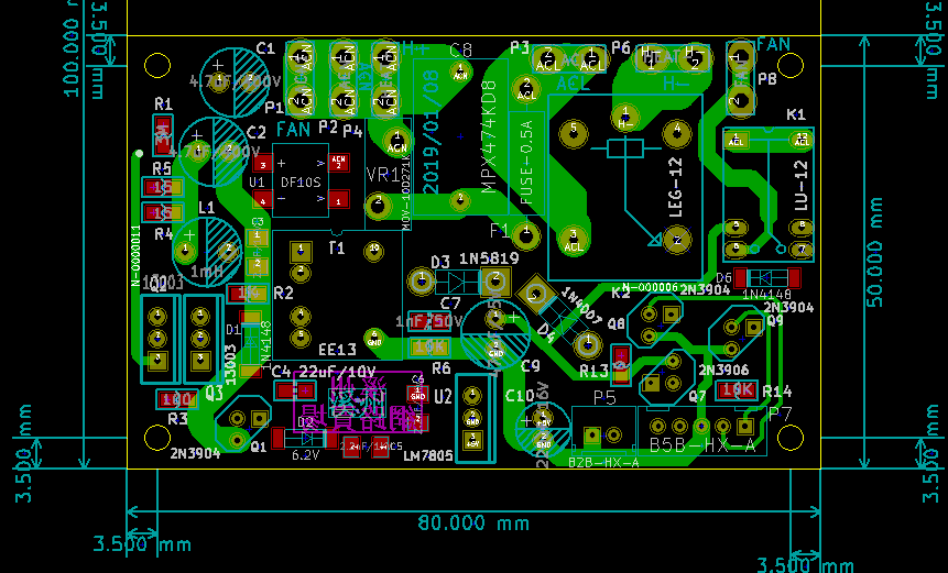 縮圖：【勒傲成品】烘乾機電源器印刷電路板設計實作-EE13 PCB Layout成品