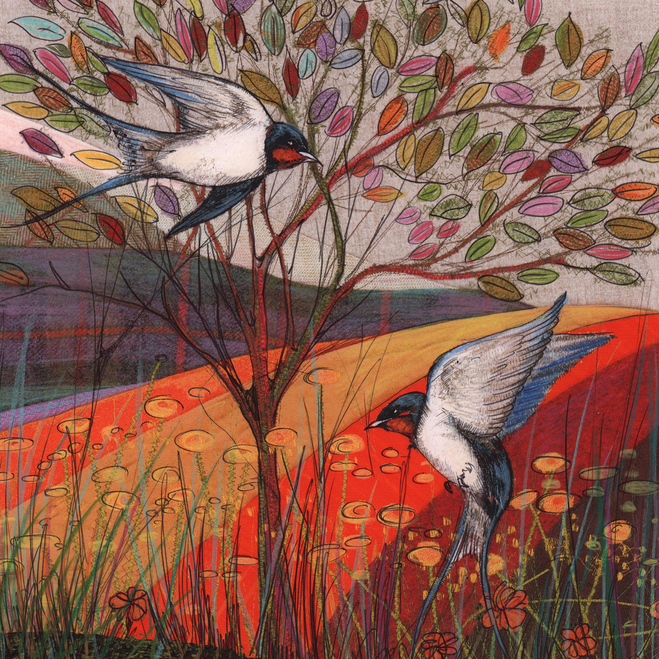 Late Summer Swallows Coaster