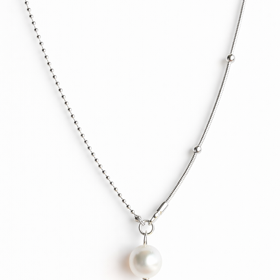 Collier Perle Moderne | 925 Sterling Silver Plated Pearl Necklace