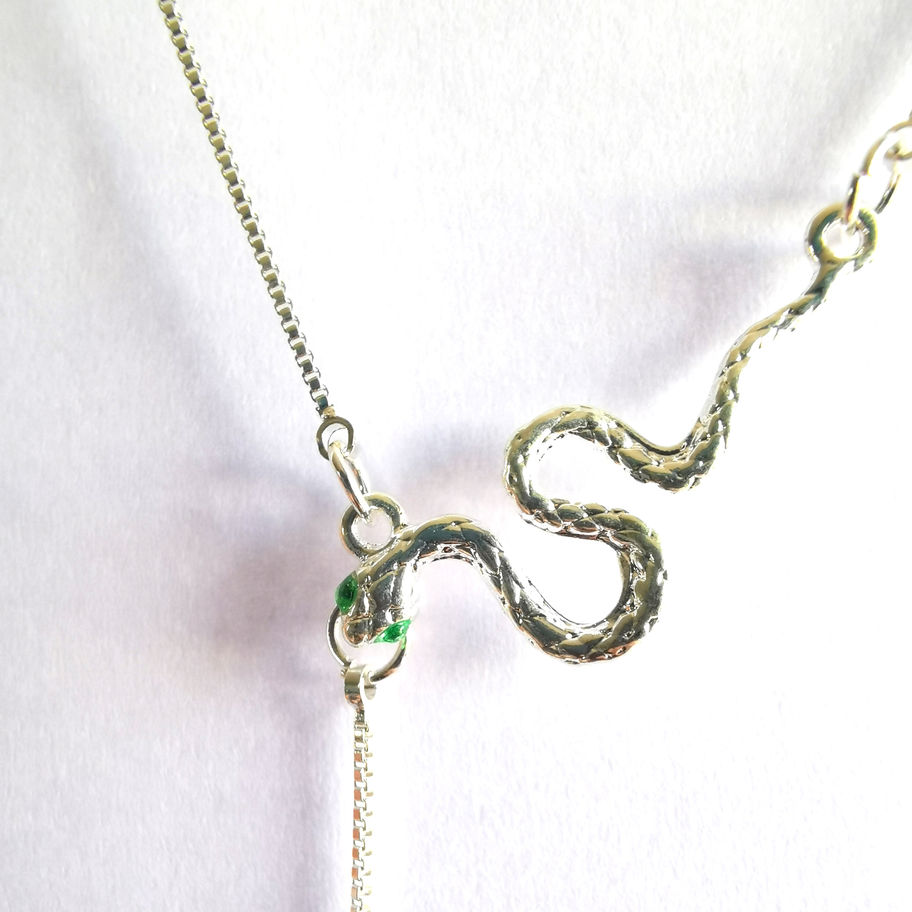 Serpent d’Argent Libre | 925 Sterling Silver Y Necklace | Snake Detail Drop