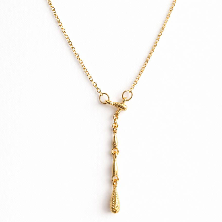 Larme d’Or Moderne | Gold Y Drop Necklace | Minimalist Gold Plated Necklace