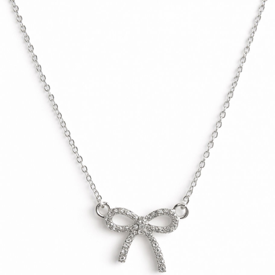 Nœud Éternel Bow Necklace | 925 Sterling Silver Plated Minimalist Pendant