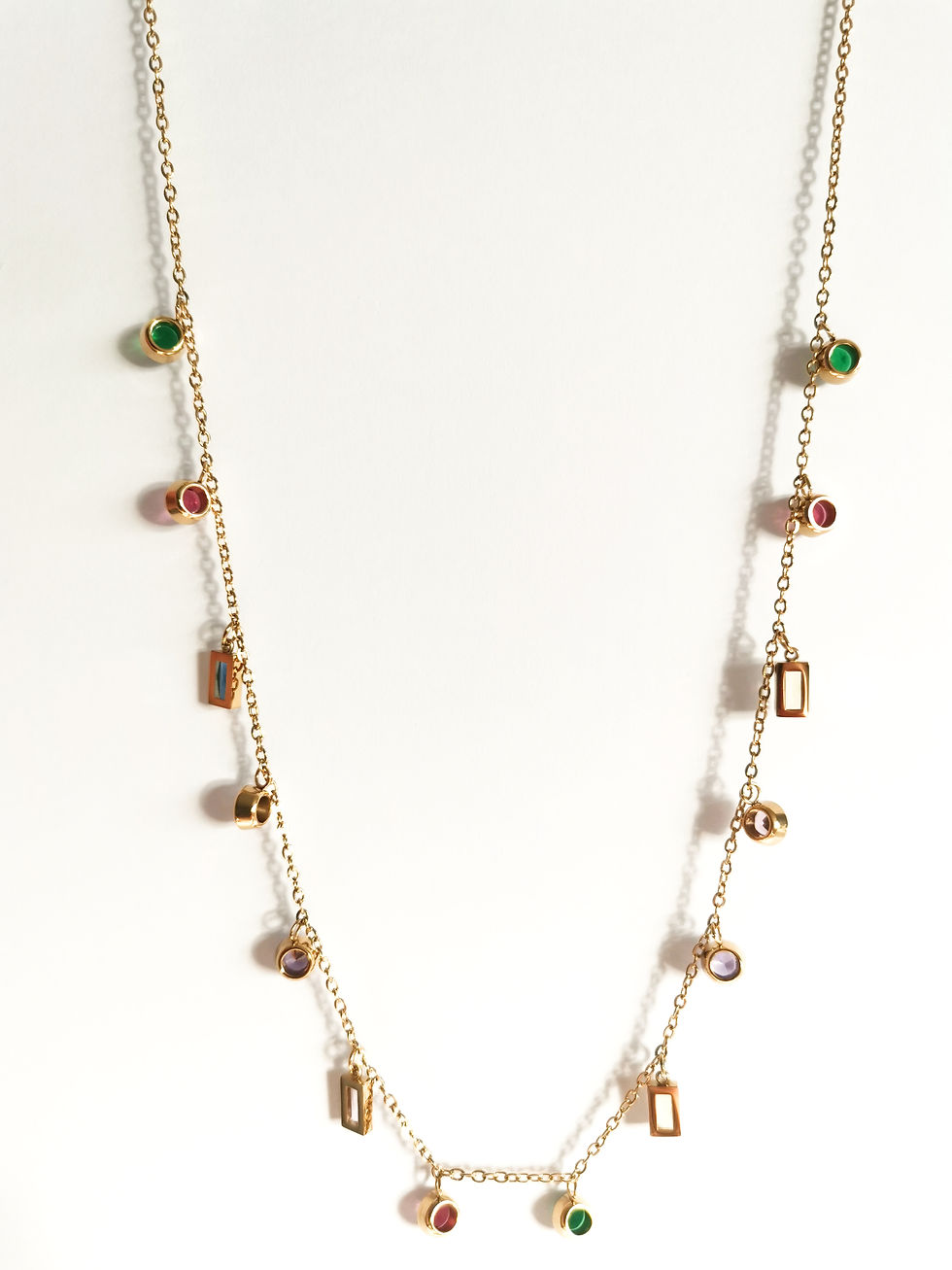 “Arc-en-Ciel Élégant” Rainbow Gemstone Necklace | Colourful Crystal Charm Chain