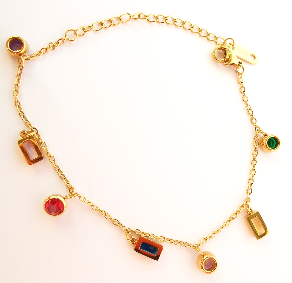 “Arc-en-Ciel Charme” Rainbow Gemstone Charm Bracelet | 7 Multi-Colour Crystals
