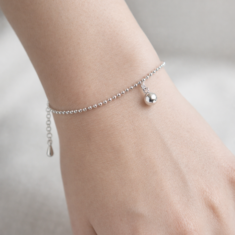 Lueur Dorée Anklet | 925 Sterling Silver Electroplated Ball Chain Anklet