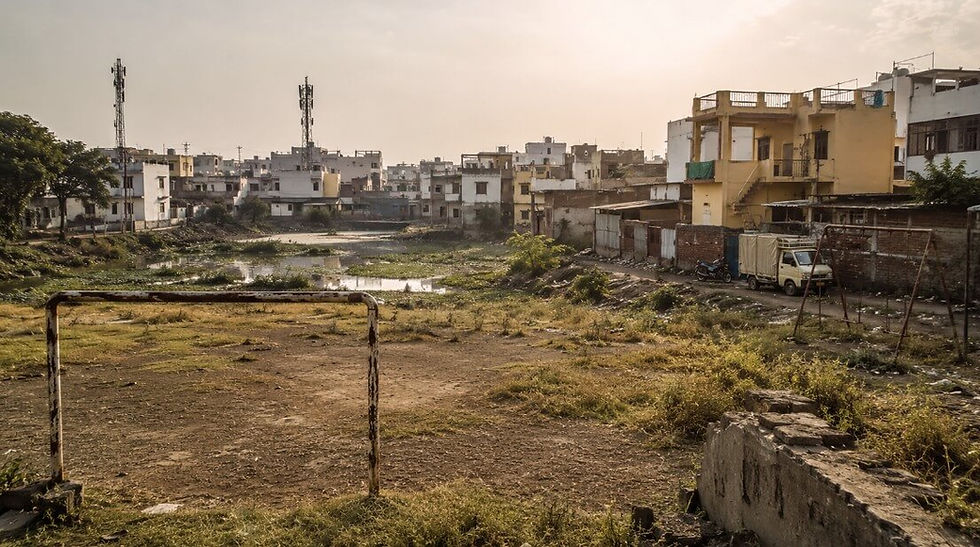 Neglected playground and shrinking lake in a Vidarbha neighbourhood affected by encroachment