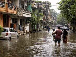 Waterlogged residential streets in Nagpur showing drainage infrastructure gaps