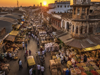 Historic Itwari market in Nagpur with old trading lanes, wholesale shops and goods reflecting its growth as a major trading hub