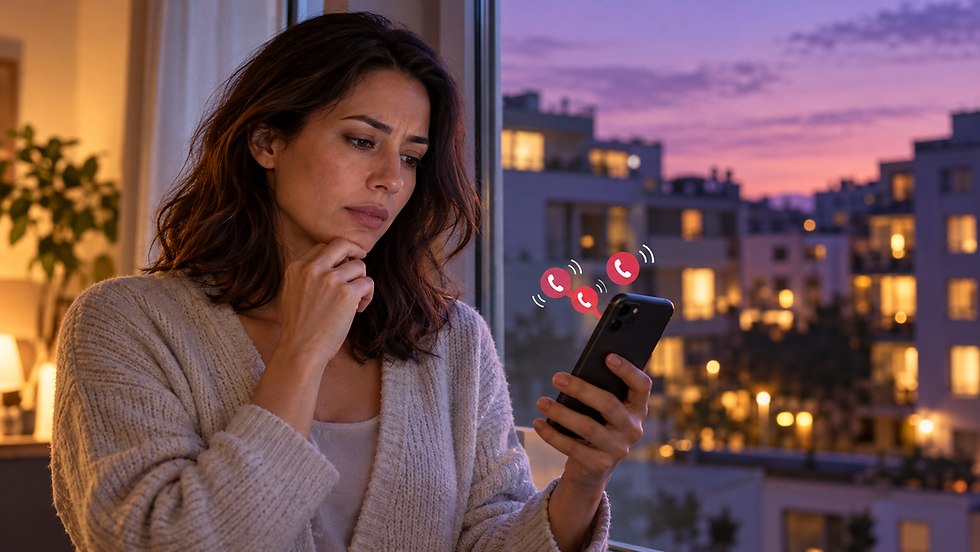 繰り返す電話に不安を感じる人物の説明用イメージ