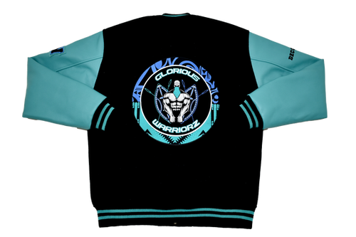 VARSITY JACKET - TURQUOISE LEATHER SLEEVES | Glorious Warriorz
