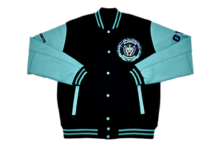 VARSITY JACKET - TURQUOISE LEATHER SLEEVES