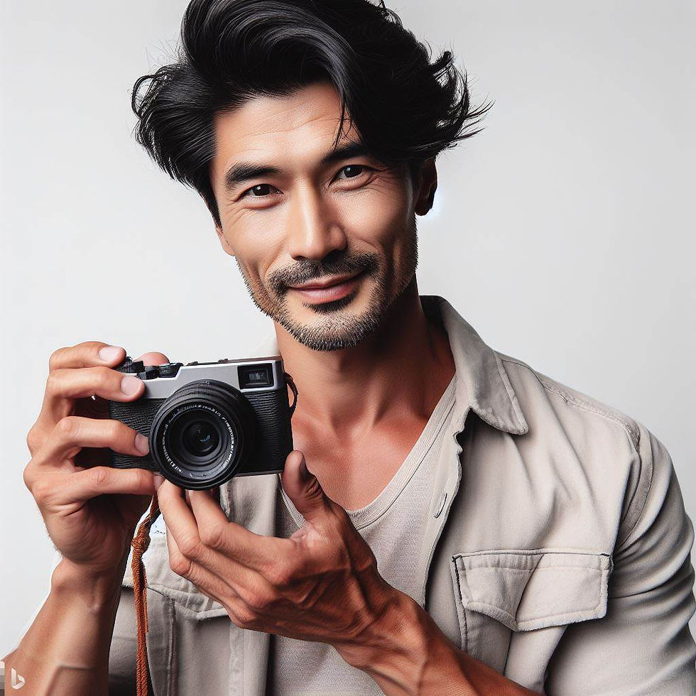 older gay daddy showing how to use digital camera