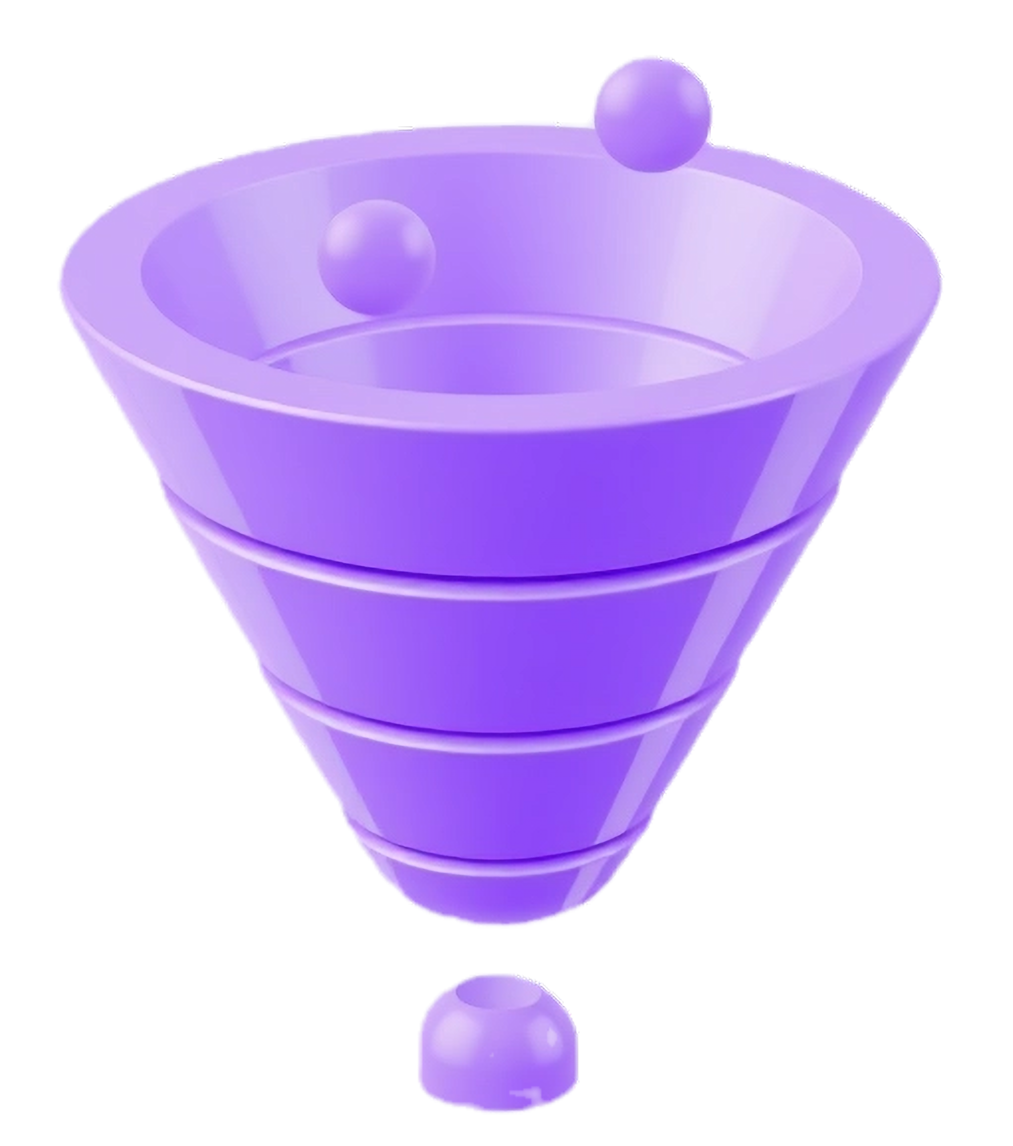 make a marketing full funnel icon in 3d as a PNG without a background and have the pop col