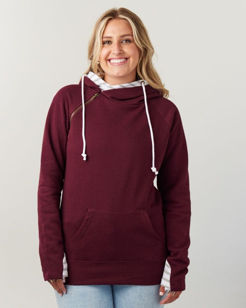 Thumbnail: Ladies Striped Double Hood Pullover