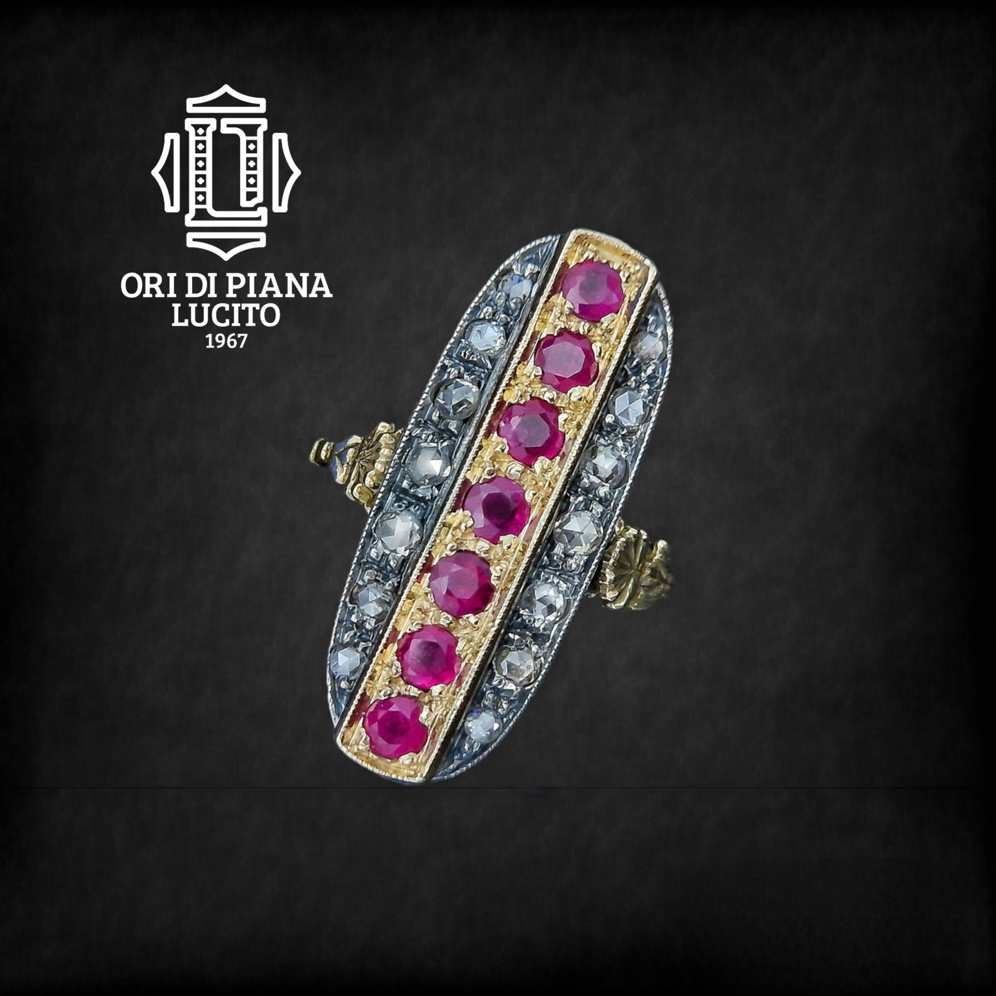 Anello a spoletta rubini