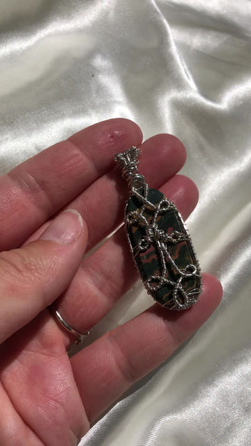 Thumbnail: Ocean Jasper and Peridot .925 Sterling Silver Necklace