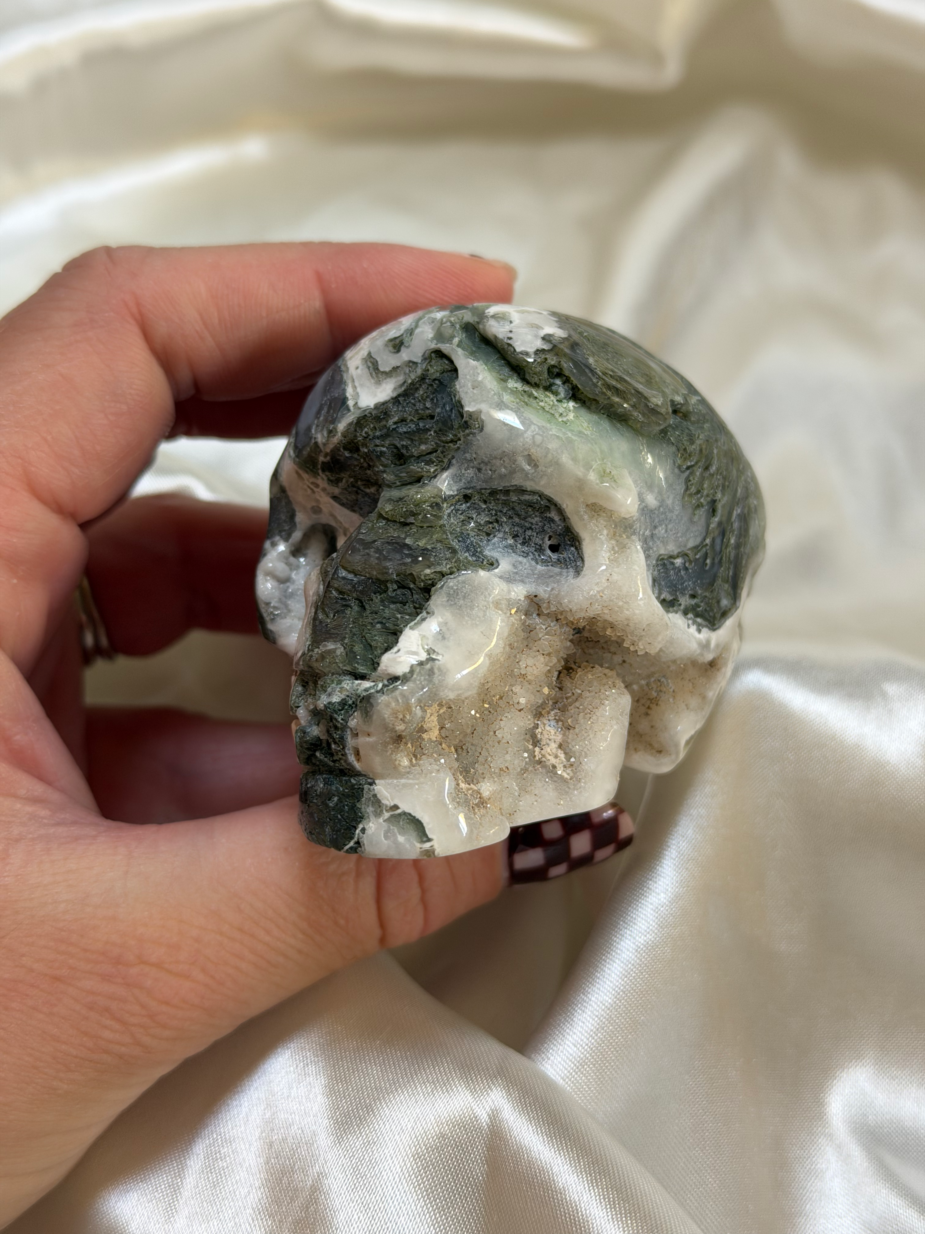 Moss Agate Skull
