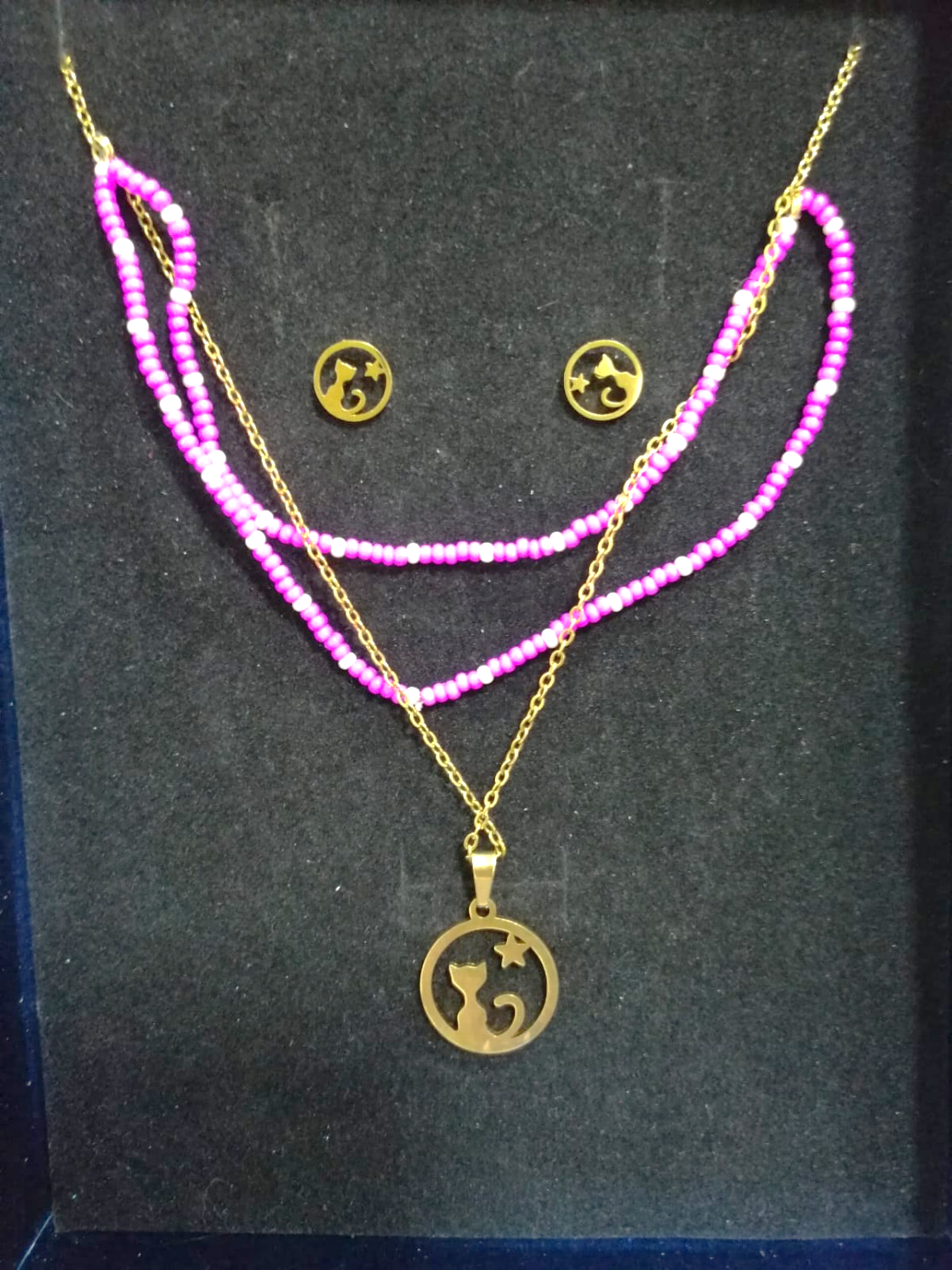 Set doble rosado de gato