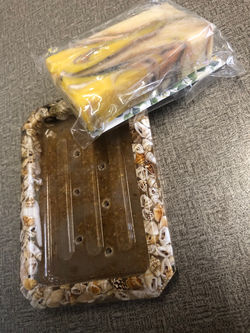 RESIN SOAP DISH & VARIOUS SOAPS