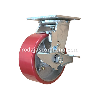 RODAJA 5 X 50 FIERRO POLIURETANO CON FRENO LATERAL