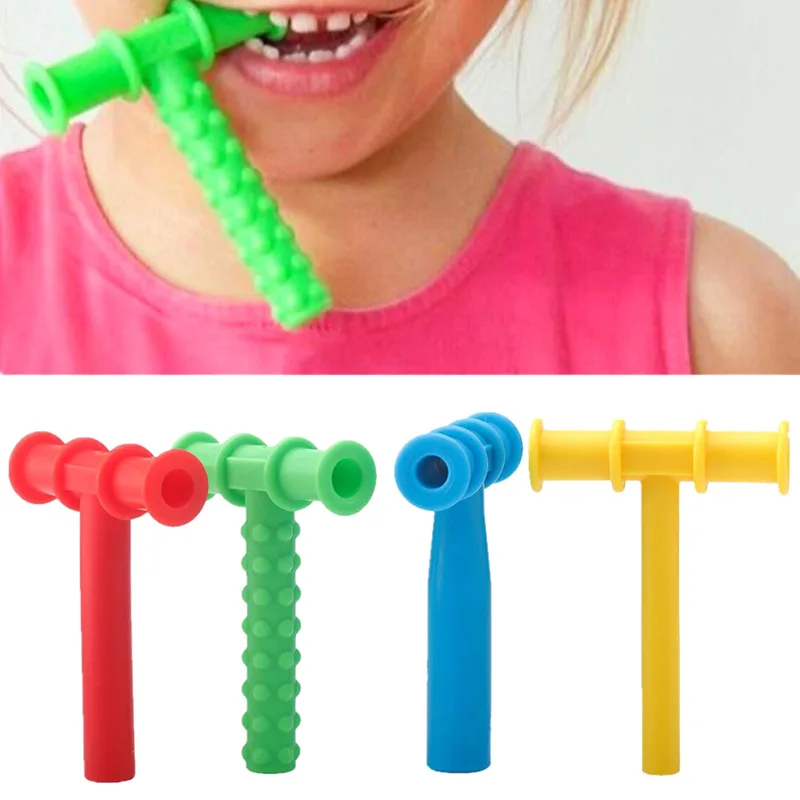 1pc Kid Chewing Tube T-Shaped Silicone Safe Teeth Massager Biting & Chewing
