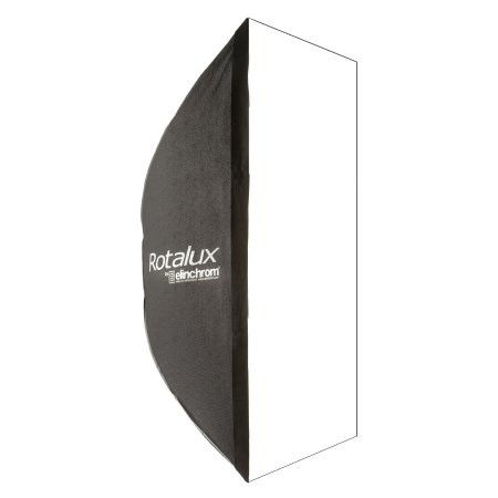 Eye-level view of a Rotalux softbox mounted on a studio light stand