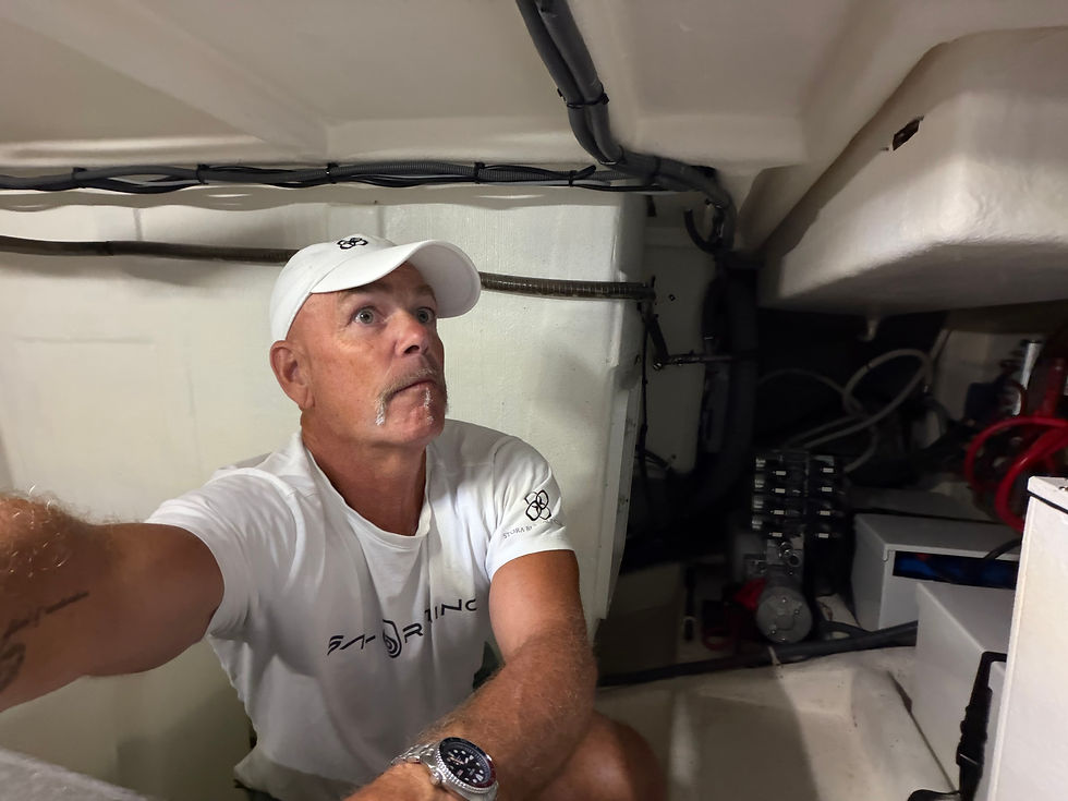 Stefan service fixing a relay in the technical area, SBYC