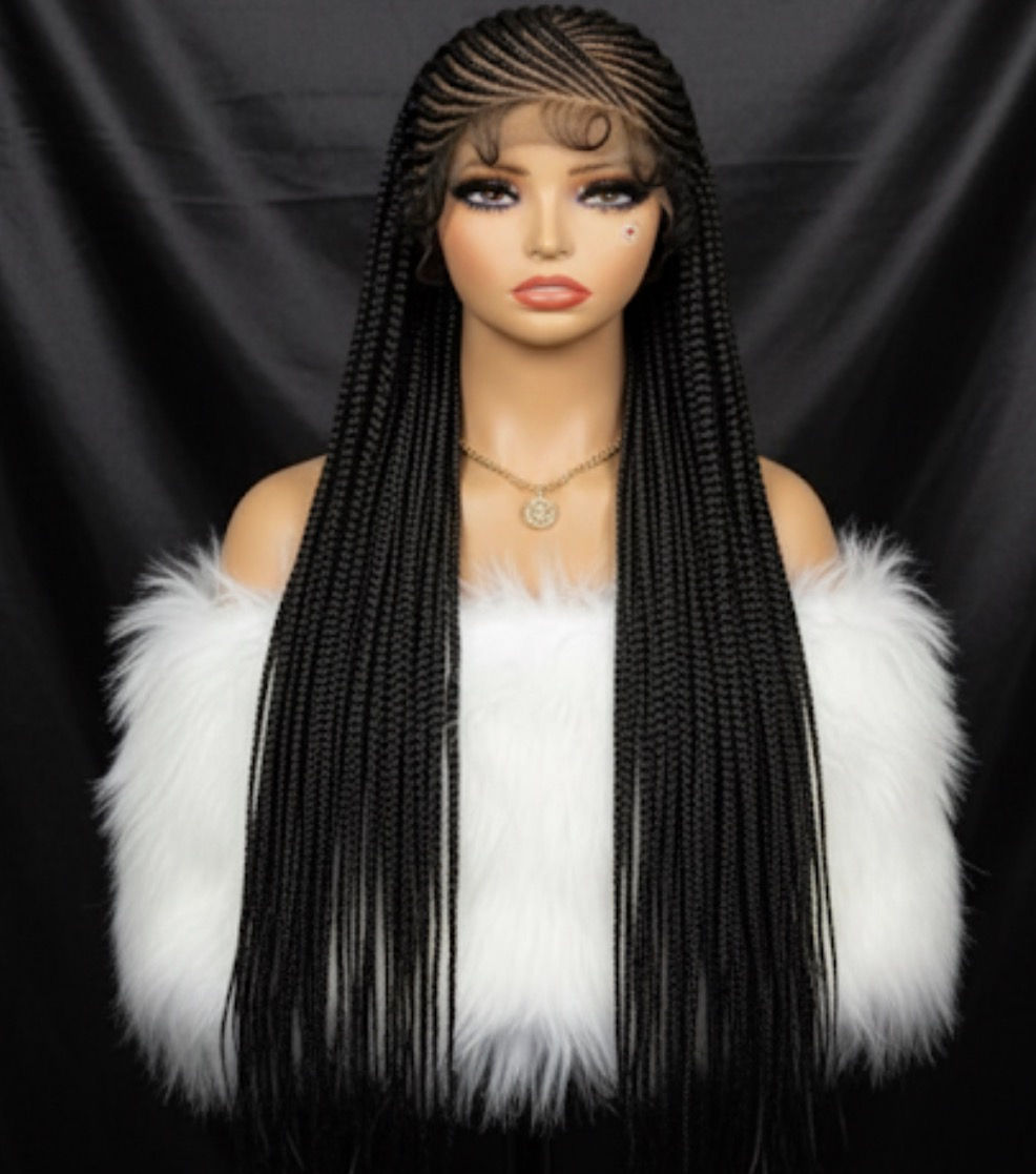 Slanted Cornrow Braid Style Wig