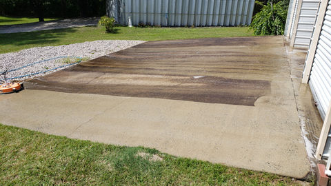 Front drive up patio to storage station/ surfaced cleaned by The Palms Pressure Washing