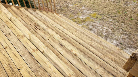 Wooden steps cleaning and removed all algae