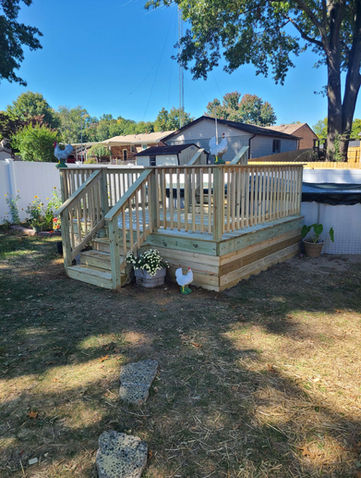 Wooden decking with stairs