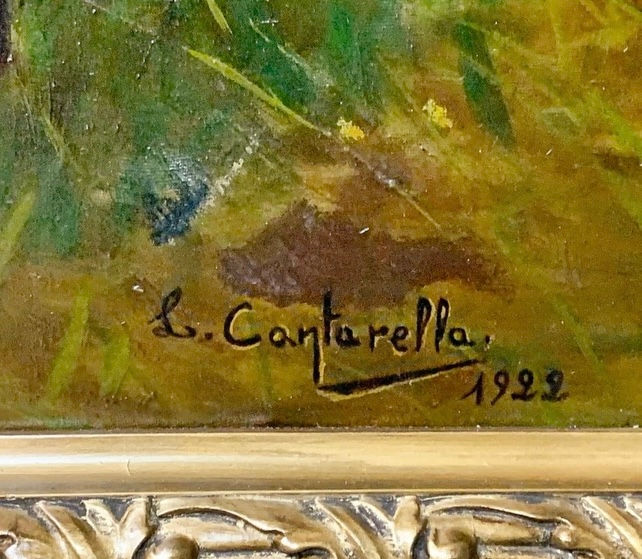 Thumbnail: Antique Spanish Oil on Canvas signed “L. Cantarella” 