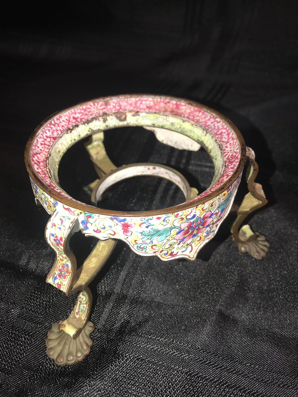 Thumbnail: ANTIQUE PORCELAIN OVER METAL TEAPOT