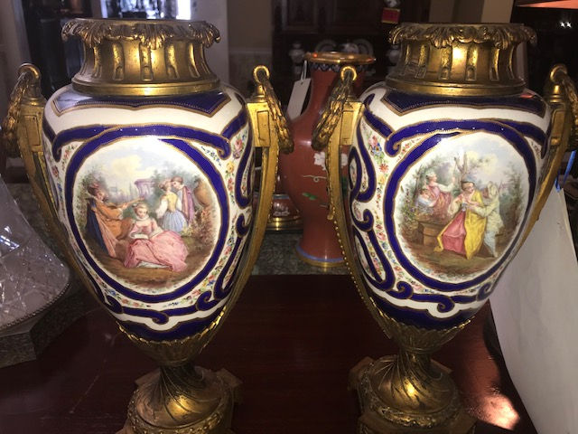 Thumbnail: Pair SEVRES FRENCH STYLE VASES