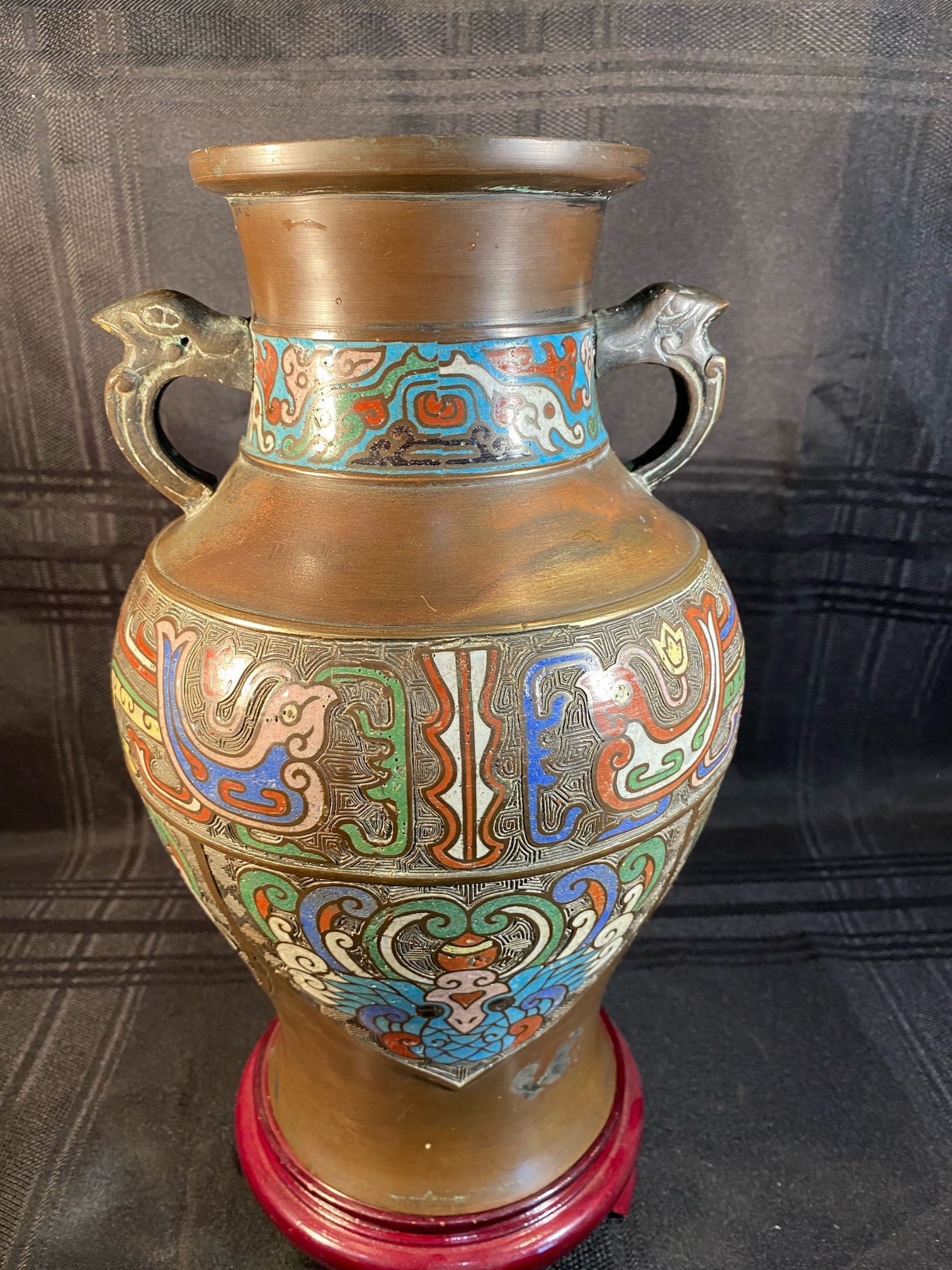 19th century CHAMPLEVE SLEEVE VASE