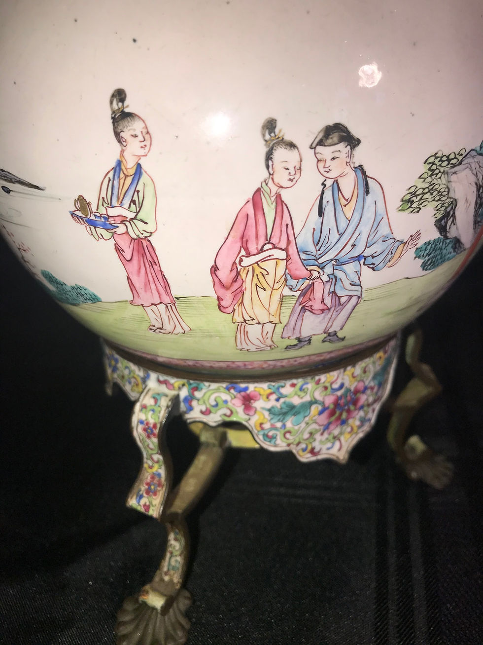 Thumbnail: ANTIQUE PORCELAIN OVER METAL TEAPOT