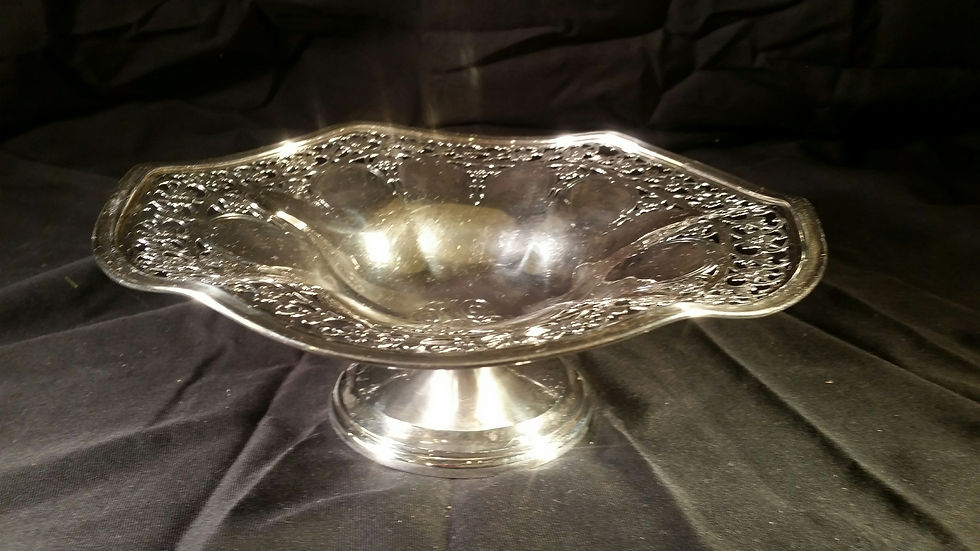 Thumbnail: Wave pattern sterling silver serving bowl