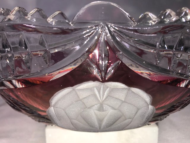 Thumbnail: Cranberry Cut Crystal Bowl