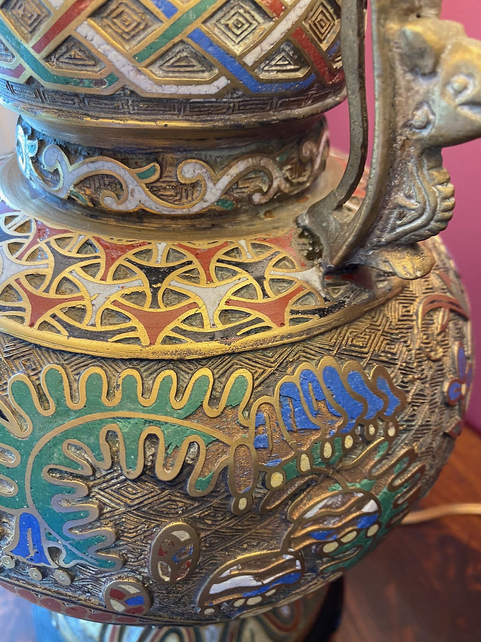 Thumbnail: CHAMPLEVE Japanese Converted Vase Lamp