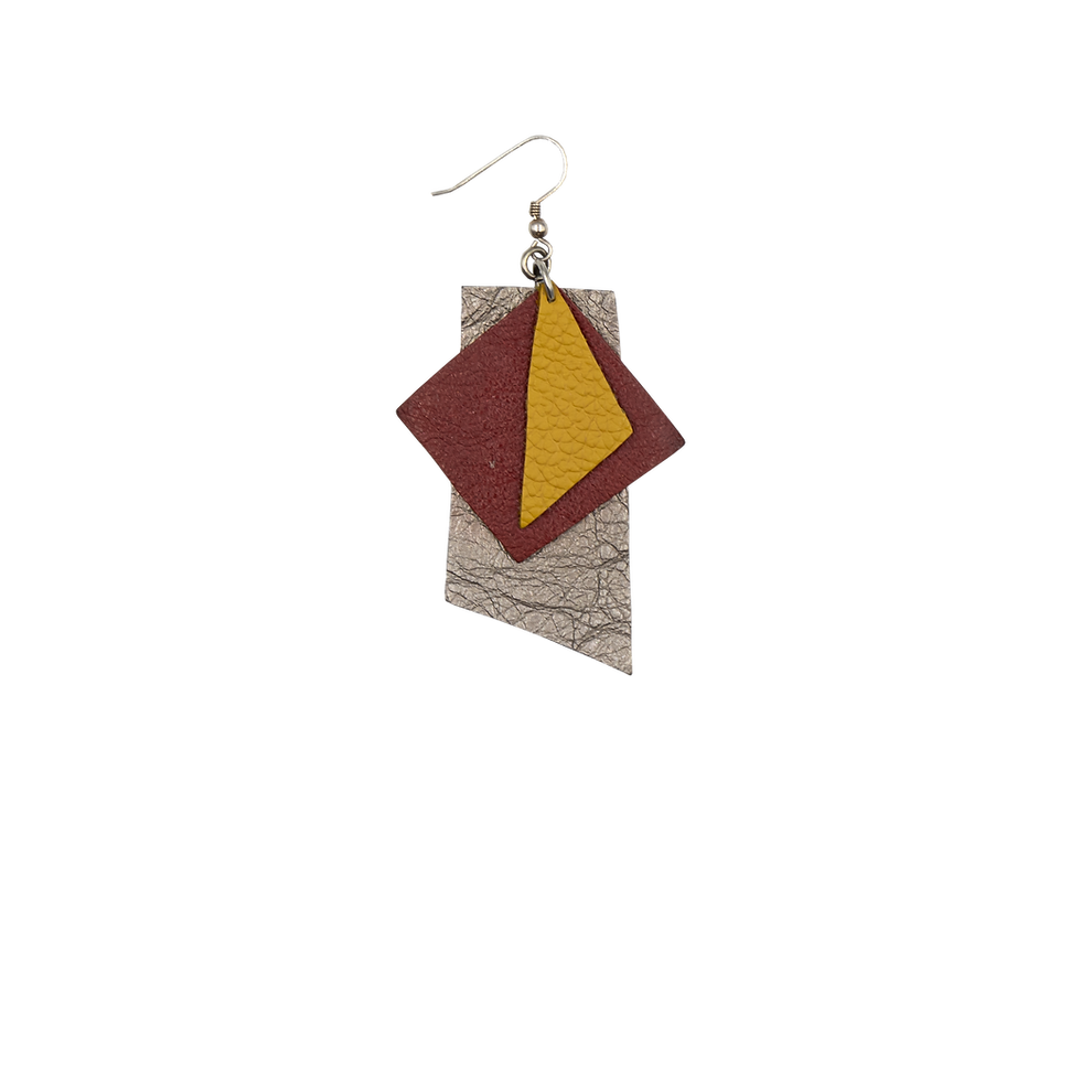 Thumbnail: Kaeden Geo Style Leather Earrings