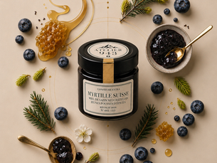 Confiture de myrtille suisse au miel de sapin et jeunes pousses d’épicéa – ATELIER 943